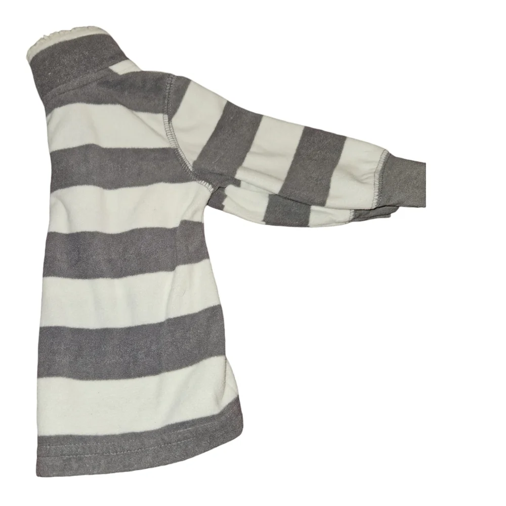 Carter Infant 9m Striped Pull Over Sweater Fleece Fox Button Fall Winter Gray